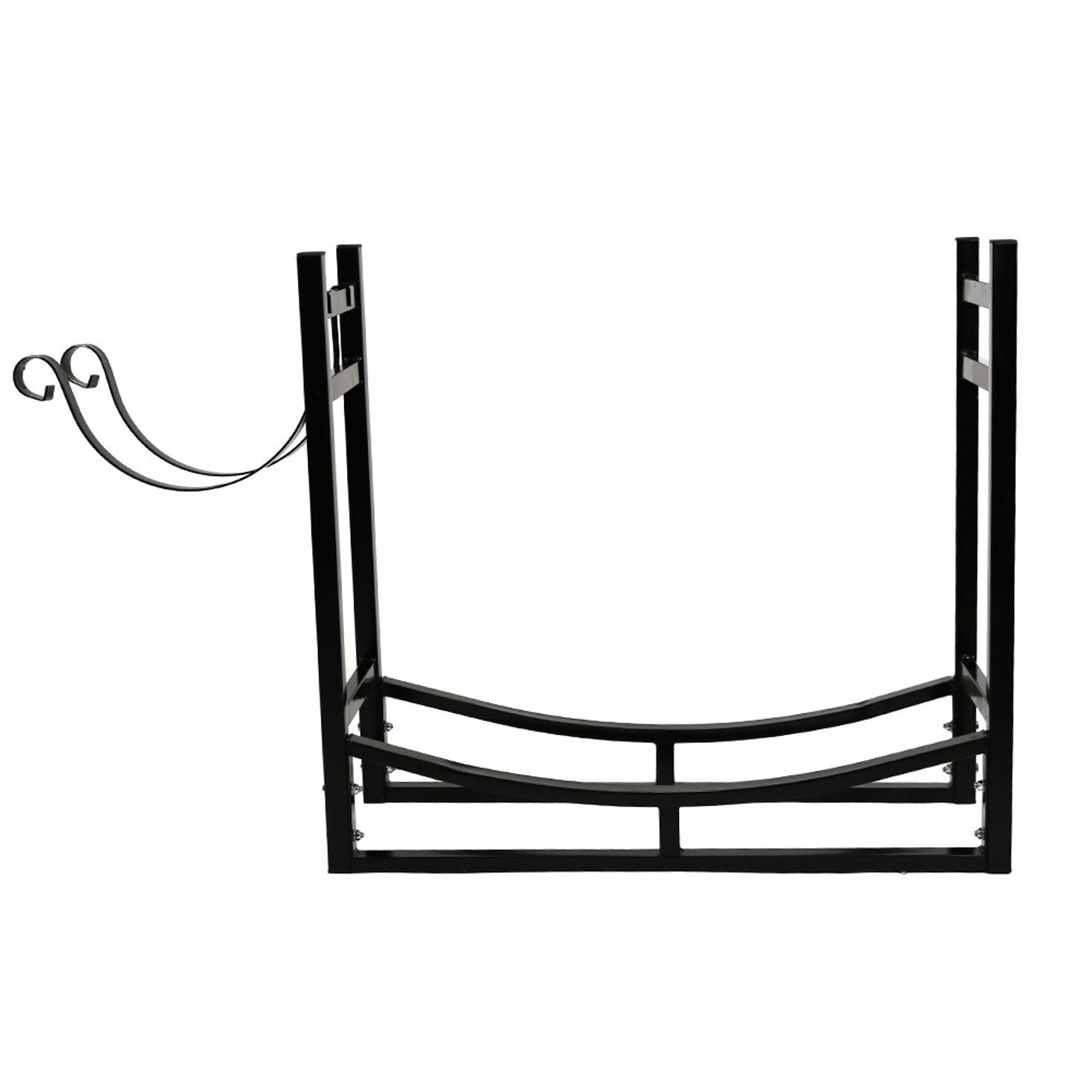Alt View 8. Sunnydaze - 33 in Steel Firewood Log Rack with Kindling Holder - Black.