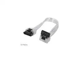 Nippon Labs - S3L0.5-90/180SL-50P 6 in. SATA III Male to Male Latching Cable(Flat to Right Angle), Silver - 50 Packs
