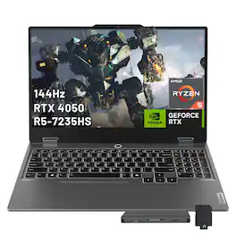 Lenovo - LOQ 15.6" Gaming Laptop,Ryzen 5 7235HS,64GB DDR5,2TB SSD+1TB Dock Set,GeForce RTX 4050,Backlit,Win 11 Pro,Grey - Gray