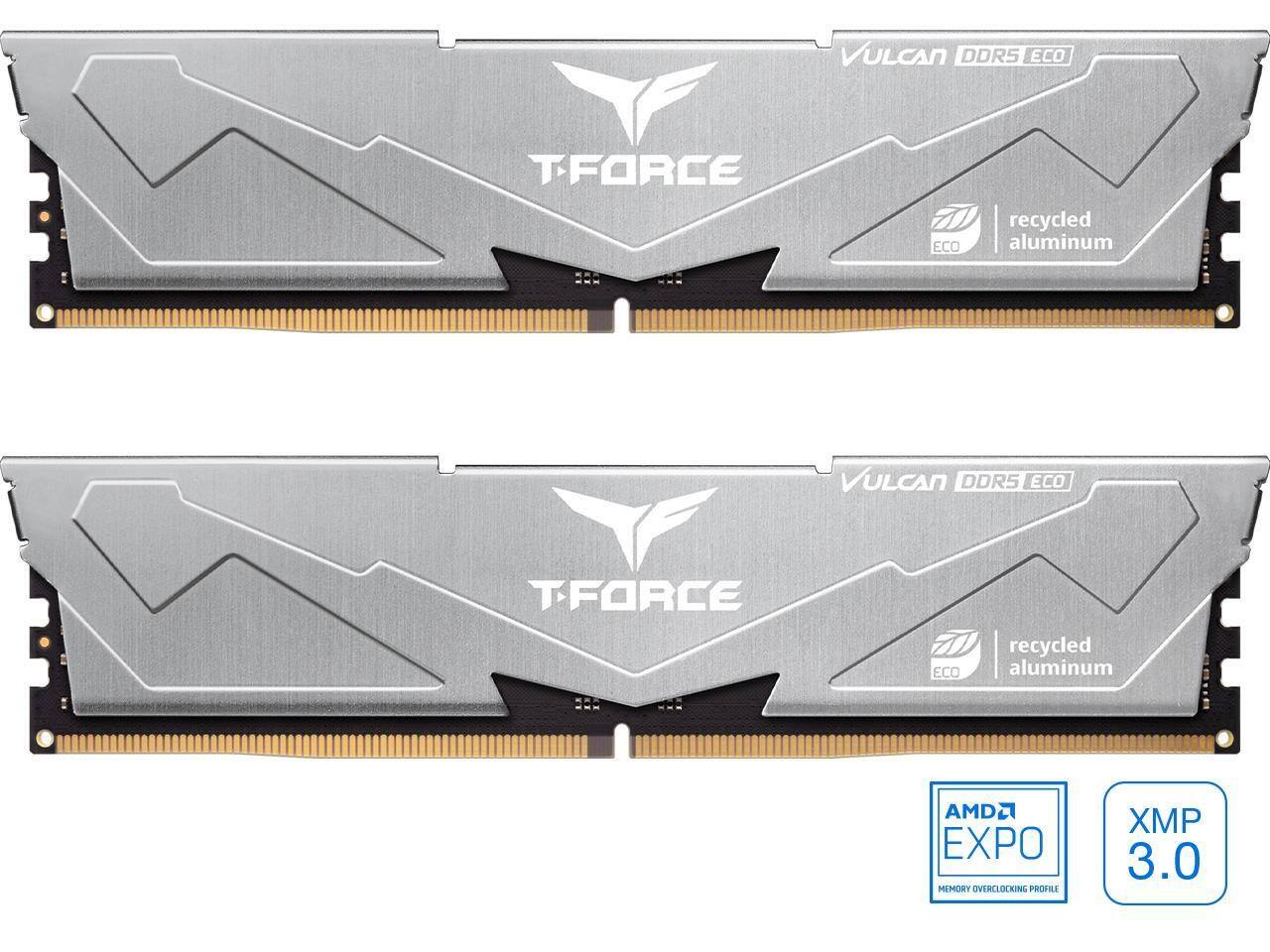 VULCAN DDR5 ECO  
TFORCE  
recycled ECO aluminum  
AMD EXPO MEMORY OVERCLOCKING PROFILE  
XMP 3.0