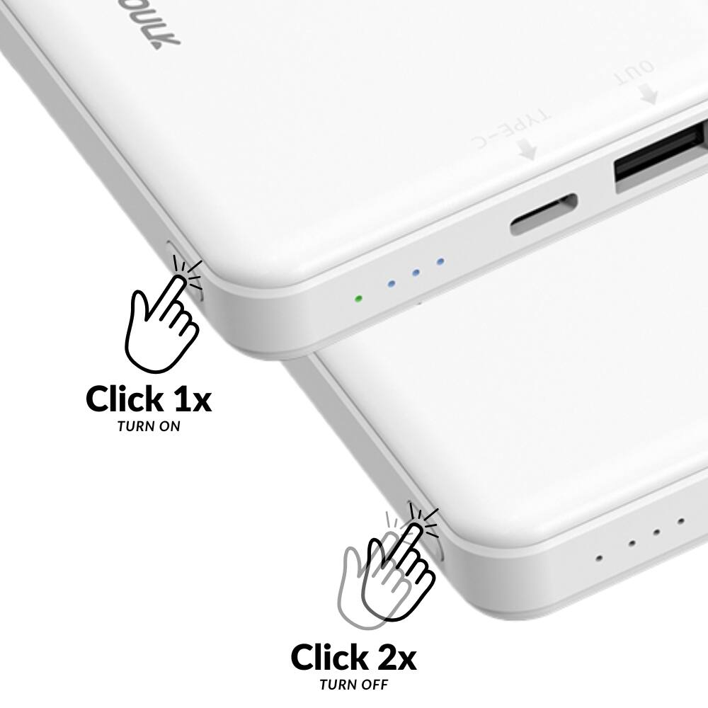 Click 1x  
TURN ON  

Click 2x  
TURN OFF