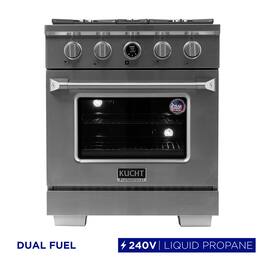 30 in. 4.2 cu. ft. Dual Fuel Range, 4 Burners, LP, Stainless Steel, Kucht Horus Thermostat - Stainless Steel