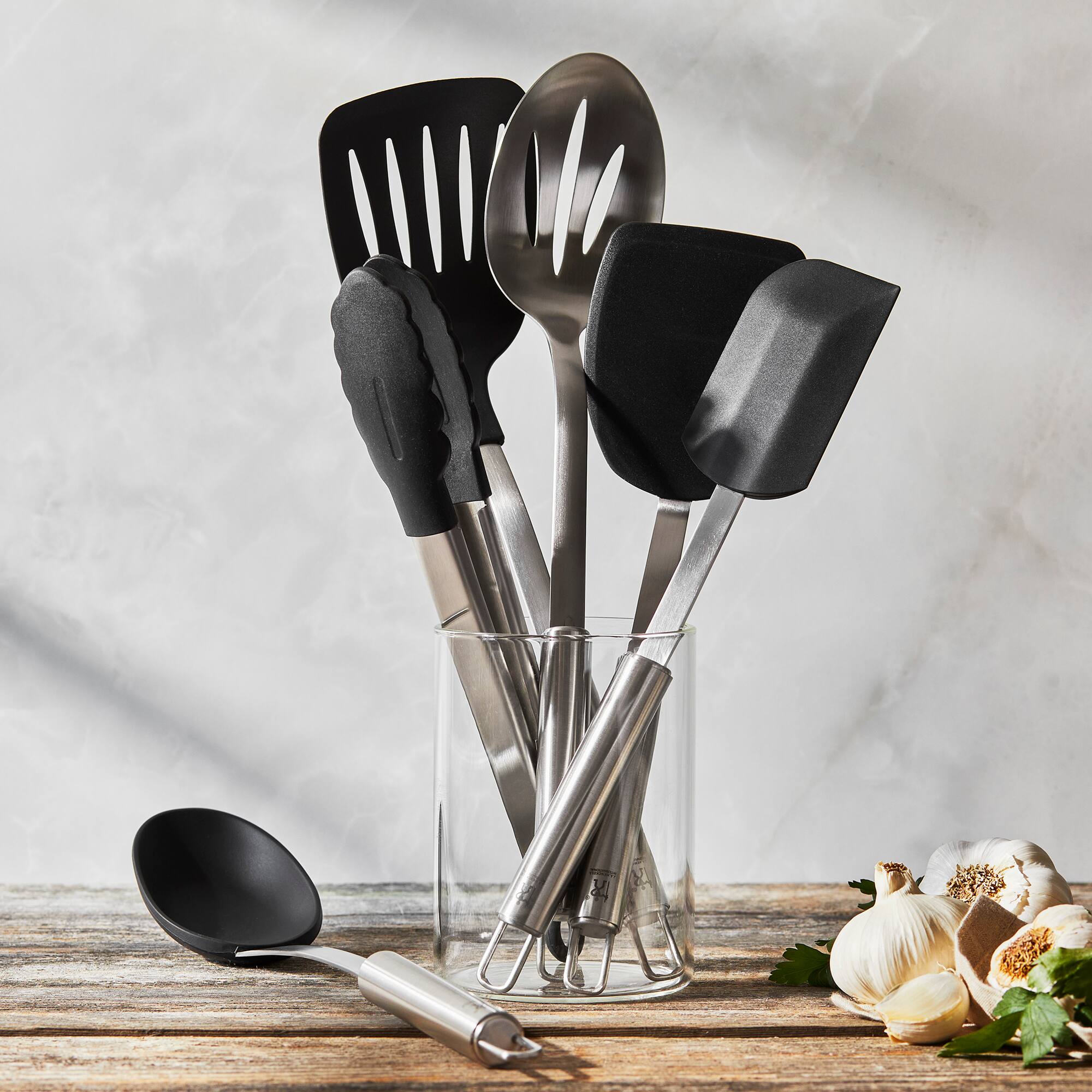 Alt View 4. Henckels - Henckels Cooking Tools 6-PC Kitchen Gadgets Sets with Spatula, Tongs, Cooking Spoon, 18/10 STAINLESS STEEL - Stainless Steel.