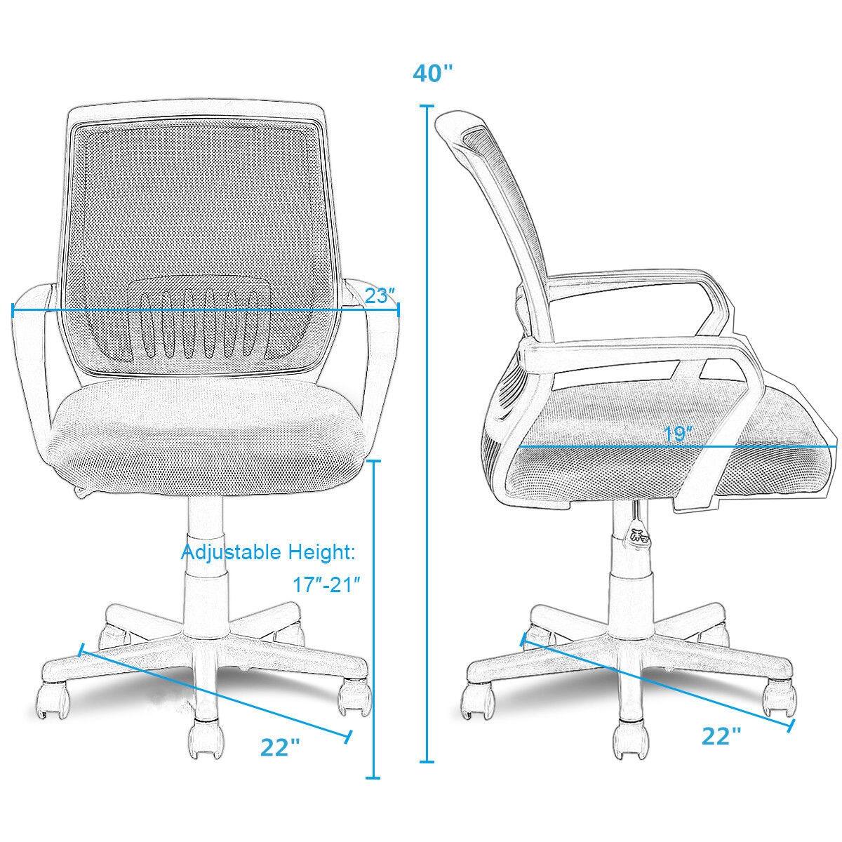 40"  
23"  
19"  
Adjustable Height: 17"-21"  
22"  
22"
