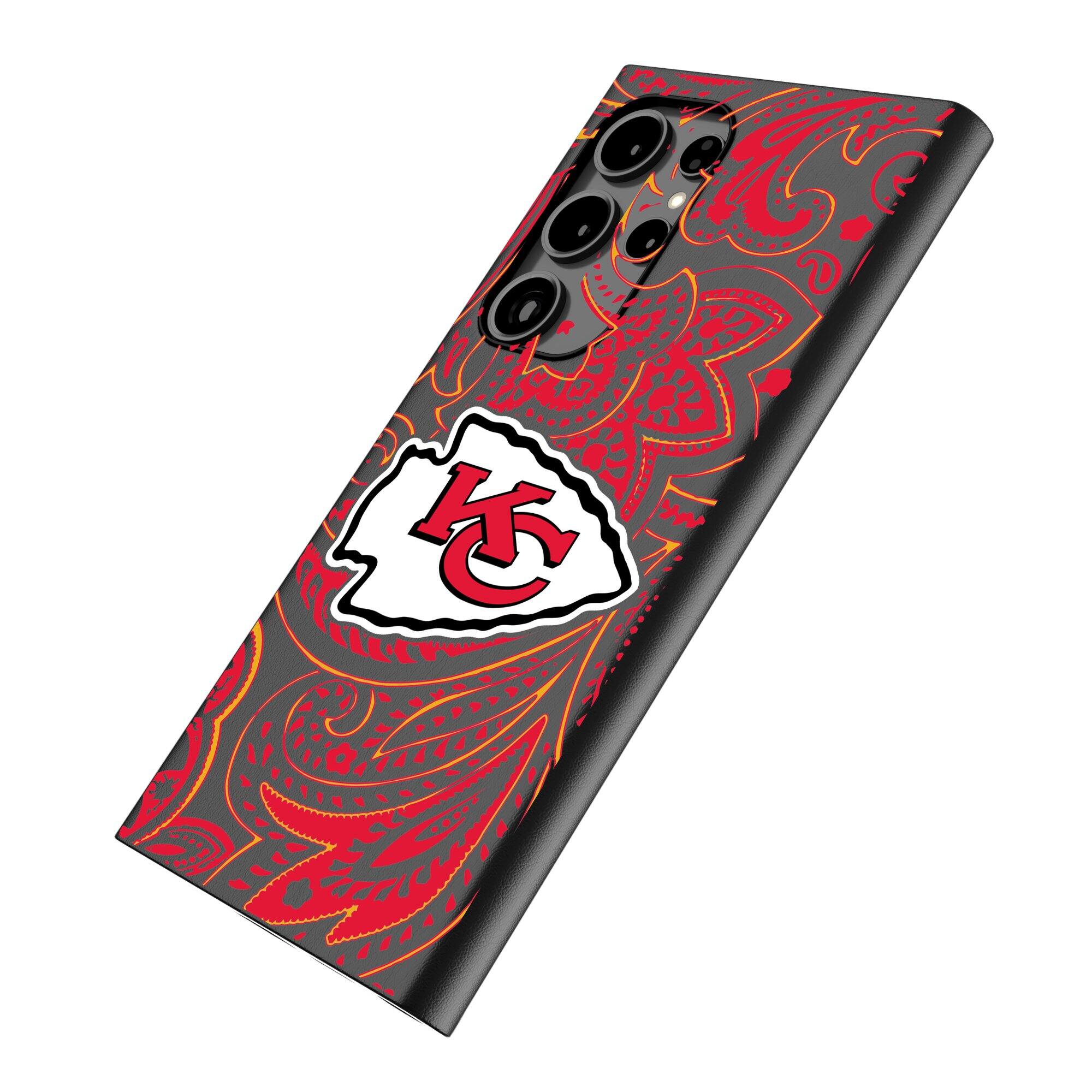 Alt View 1. Keyscaper - Kansas City Chiefs Paisley Galaxy Magnetic Bump Case - S24 Ultra - Black.
