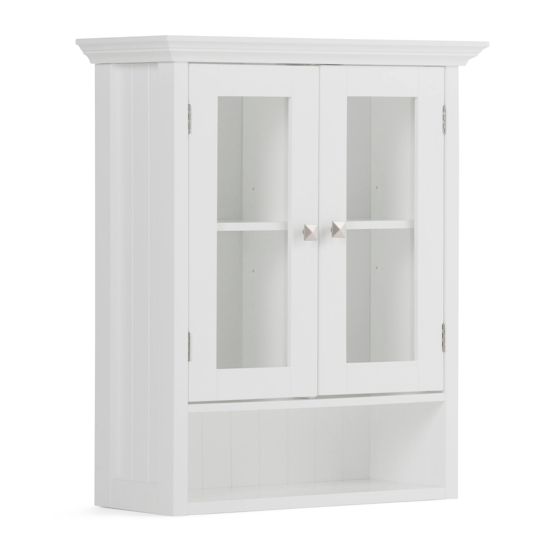 Front. Simpli Home - Acadian 28 inch H x 23.6 inch W Double Door Wall Bath Cabinet in Pure White - Pure White.