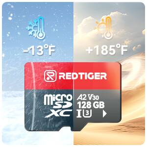 -13°F  
+185°F  
REDTIGER  
micro SDXC A2 V30 128 GB I (3)