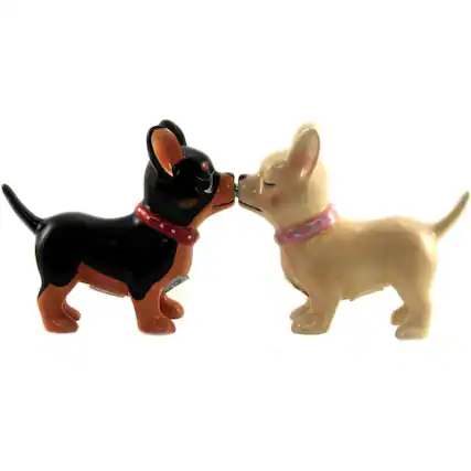Front. Pacific Trading - Kissing Chihuahuas Pucker Up Pups Salt and Pepper Shaker Set Magnetic - Multicolor.