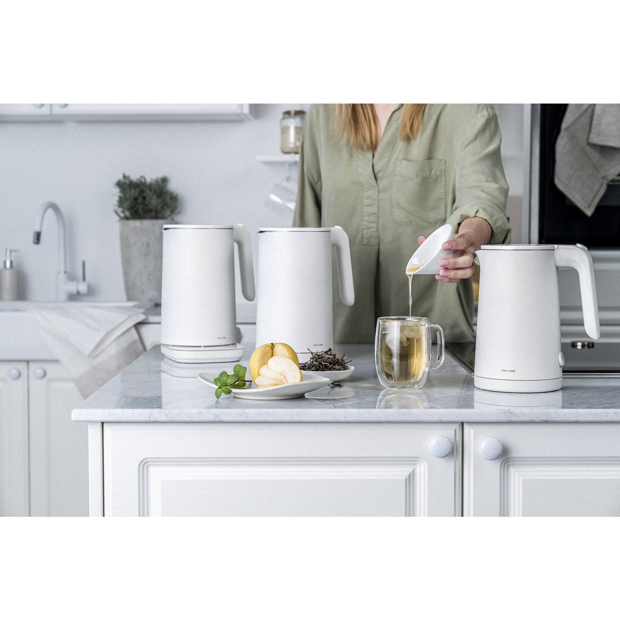 Alt View 3. ZWILLING - ZWILLING Enfinigy Cool Touch 1-Liter Electric Kettle, Cordless Tea Kettle & Hot Water - White - White.