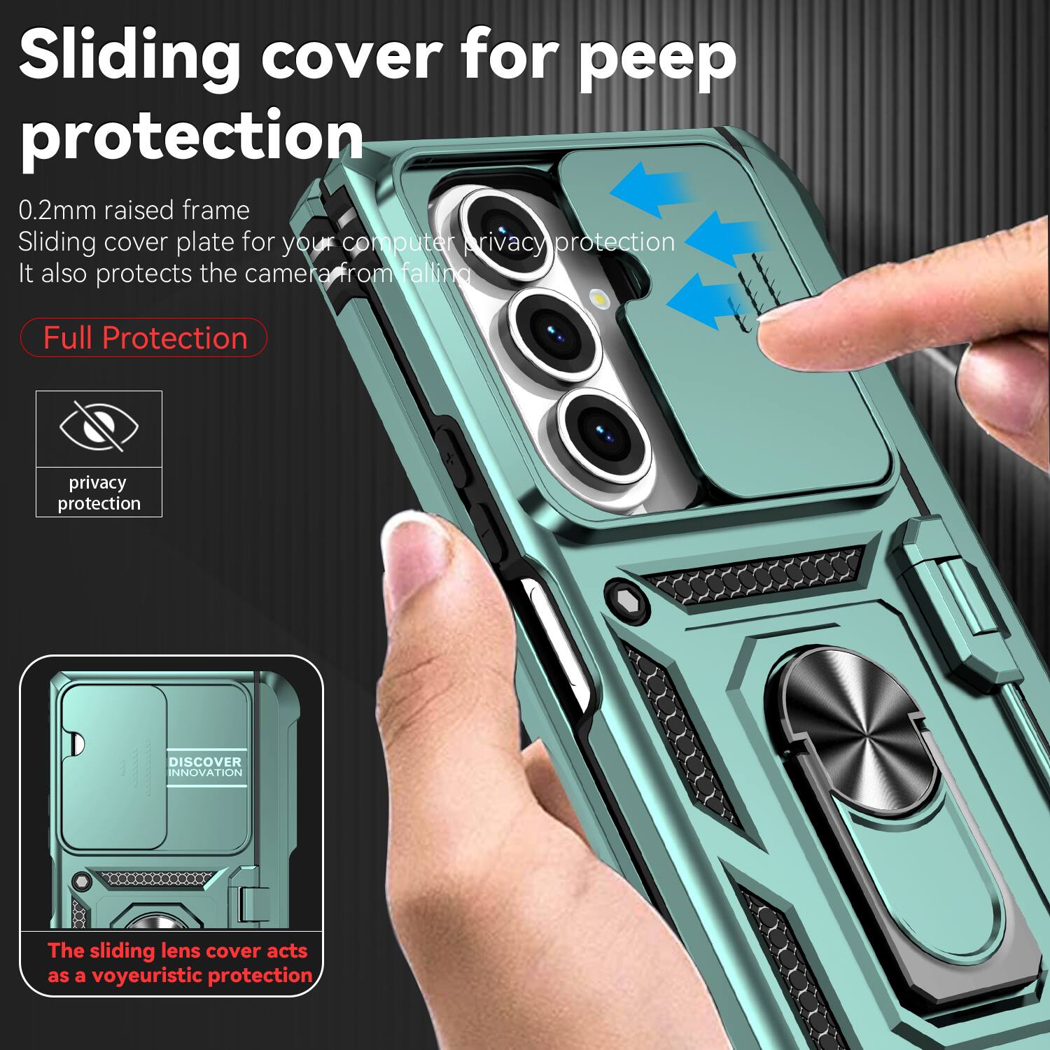 Sliding cover for peep protection

0.2mm raised frame
Sliding cover plate for your computer privacy protection
It also protects the camera from falling

Full Protection

privacy protection

DISCOVER INNOVATION

The sliding lens cover acts as a voyeuristic protection