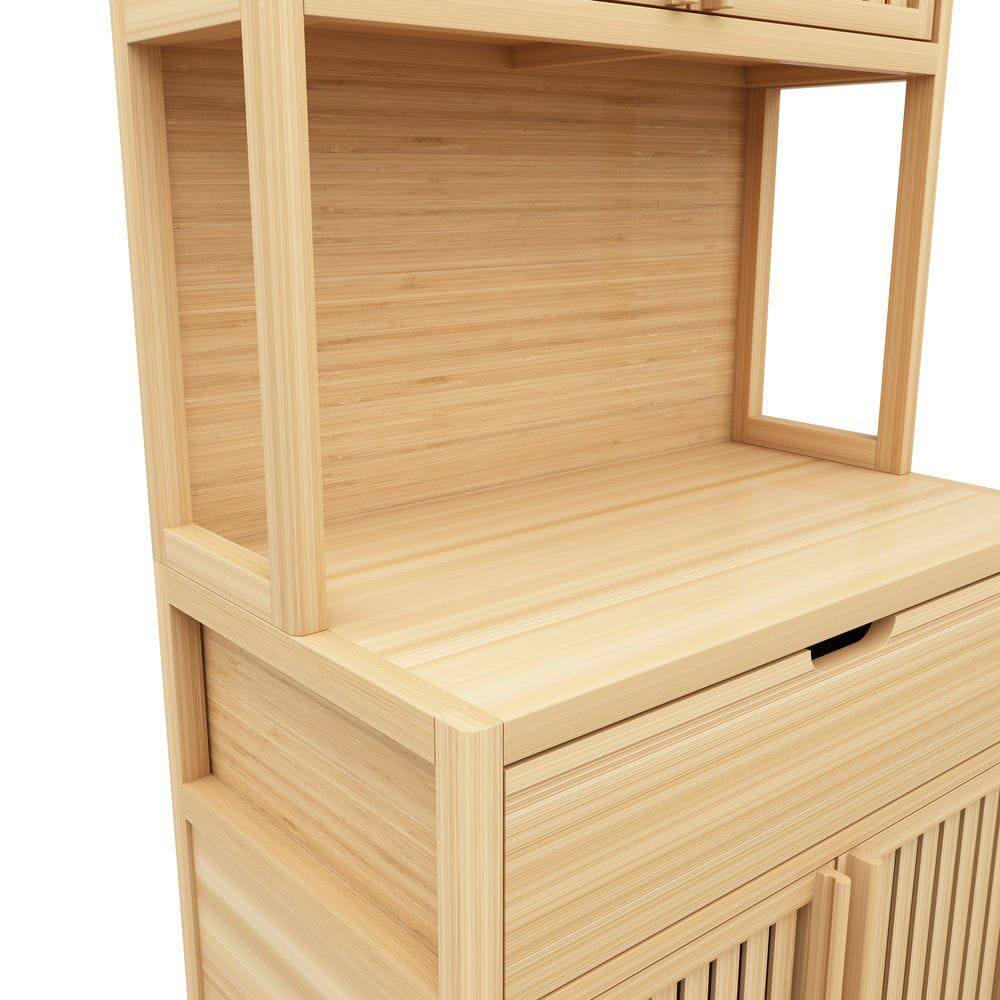Alt View 10. Kadyn - 72-foot-tall, Wood-coloured, Double-door bamboo high-capacity storage cabinet for main living spaces - Brown.
