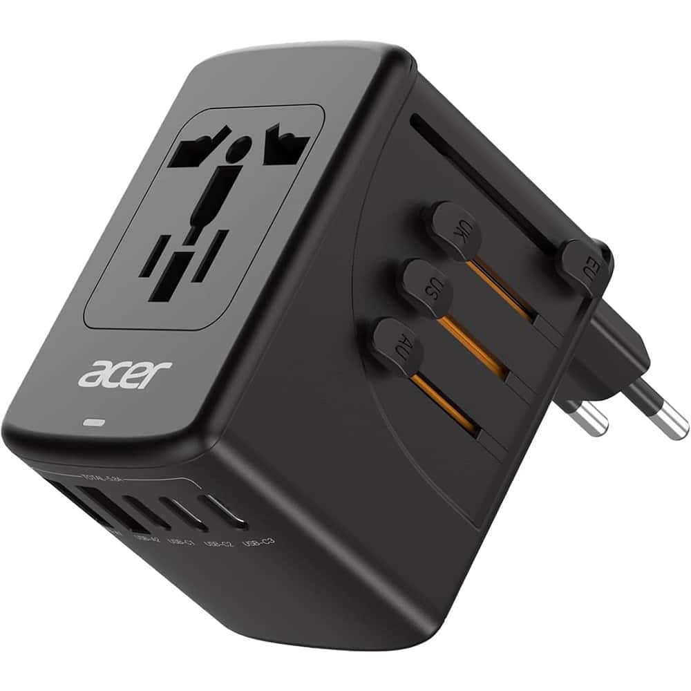 Schertz - Universal Travel Adapter w/ 5 USB Ports (3 USB-C) – US/EU/UK/AU Plug - Black
