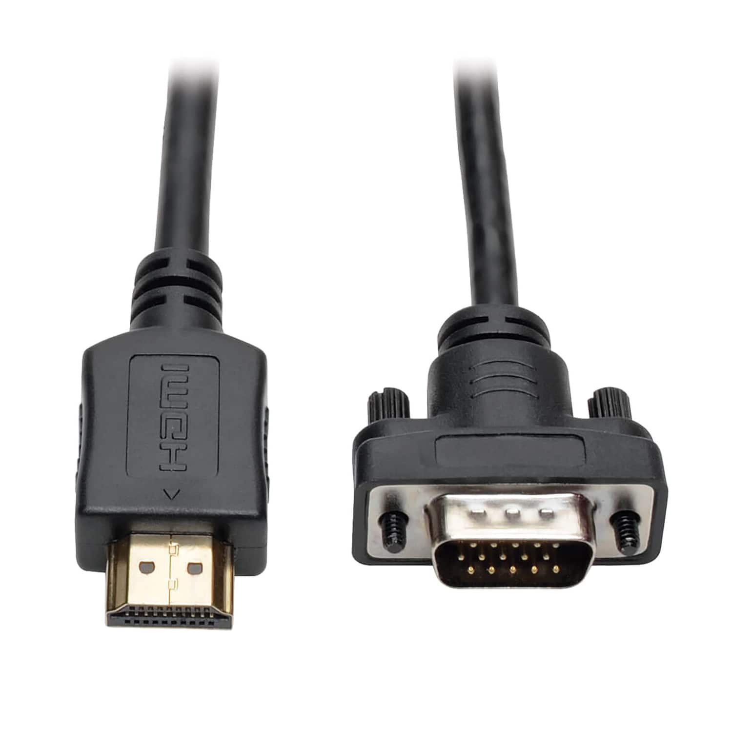 Front. Tripp Lite - 1900 x 1200 60 Hz HDMI Male to VGA Male Low-Profile Active Adapter Cable 6 Ft P566-006-VGA - Black.