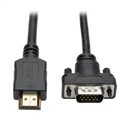 Front. Tripp Lite - 1900 x 1200 60 Hz HDMI Male to VGA Male Low-Profile Active Adapter Cable 6 Ft P566-006-VGA - Black.