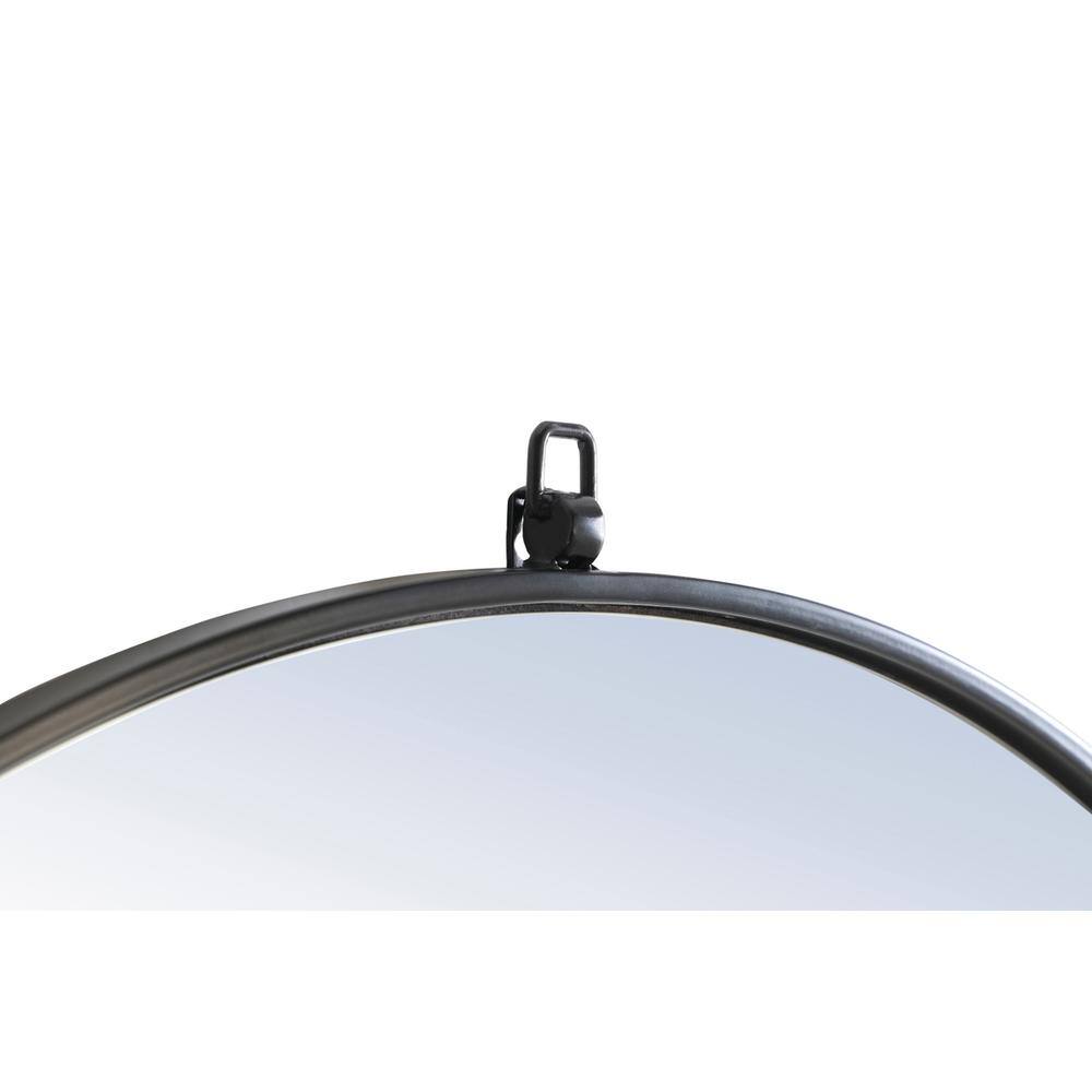 Alt View 4. Elegant Decor - Metal frame Round Mirror with decorative hook 36 inch Black finish - Black.
