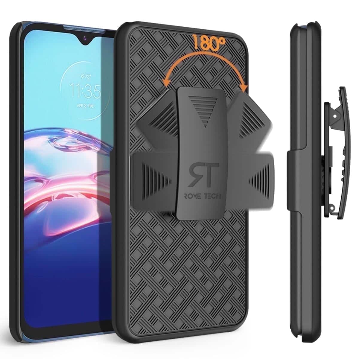 RomeTech - Shell Holster Combo Case for Motorola Moto E (2020) - Black