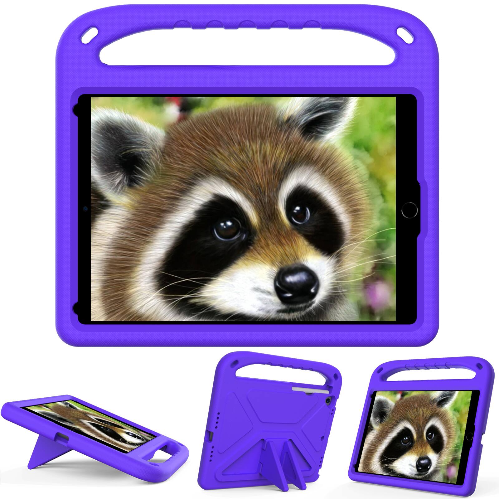 Left. UUCOVER - Lightweight EVA Case for iPad 9th 8th 7th Gen 10.2-inch (2021/2020/2019) Shockproof Handle Kickstand Anti-Slip Cover - Purple.