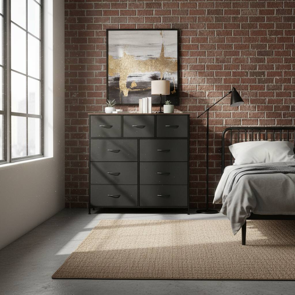 Alt View 5. AOITUN - 9 Drawer Dresser for Bedroom with Metal Frame - Fabric Storage Tower for Closet and Dormitory - black.