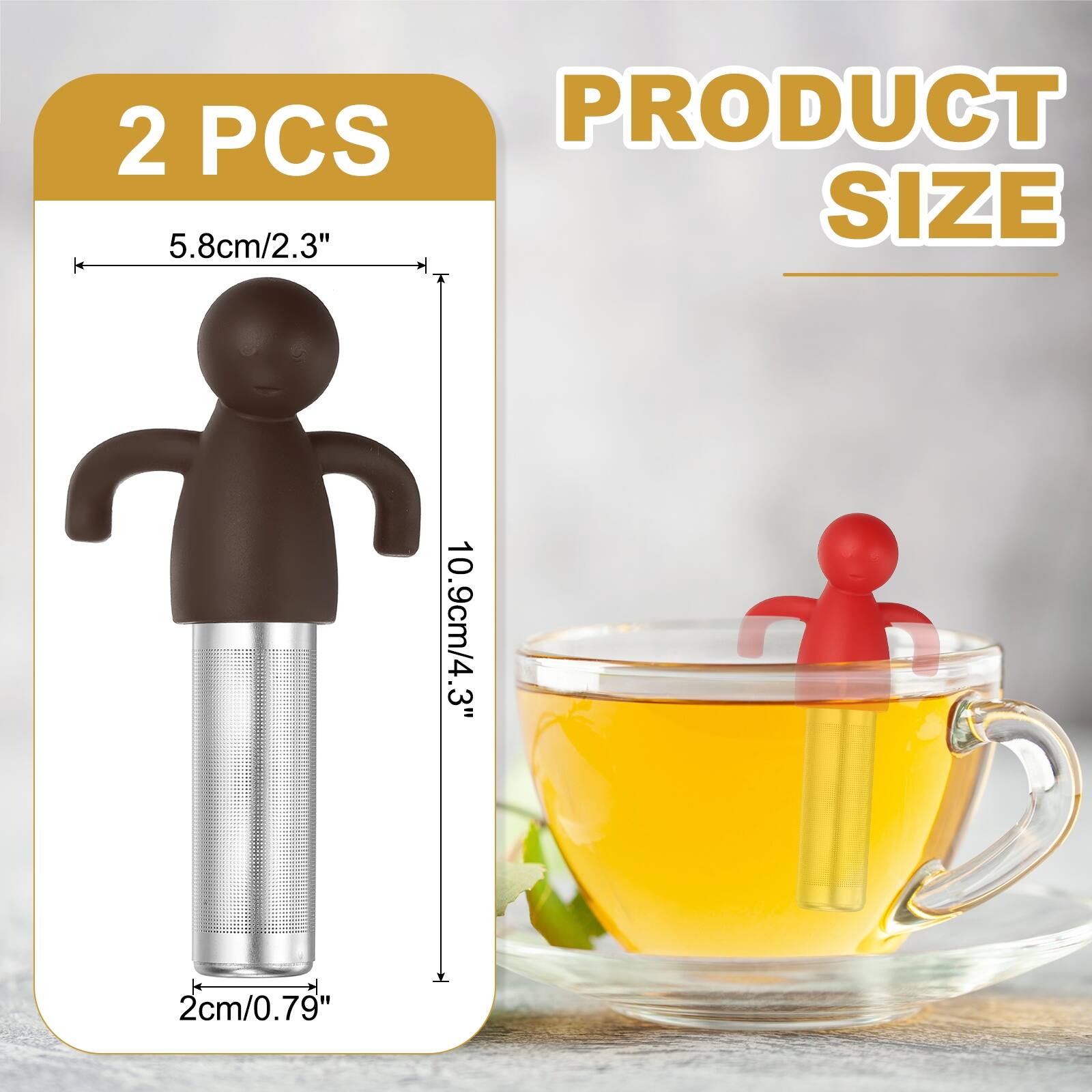 2 PCS  
PRODUCT SIZE  
5.8cm/2.3"  
10.9cm/4.3"  
2cm/0.79"