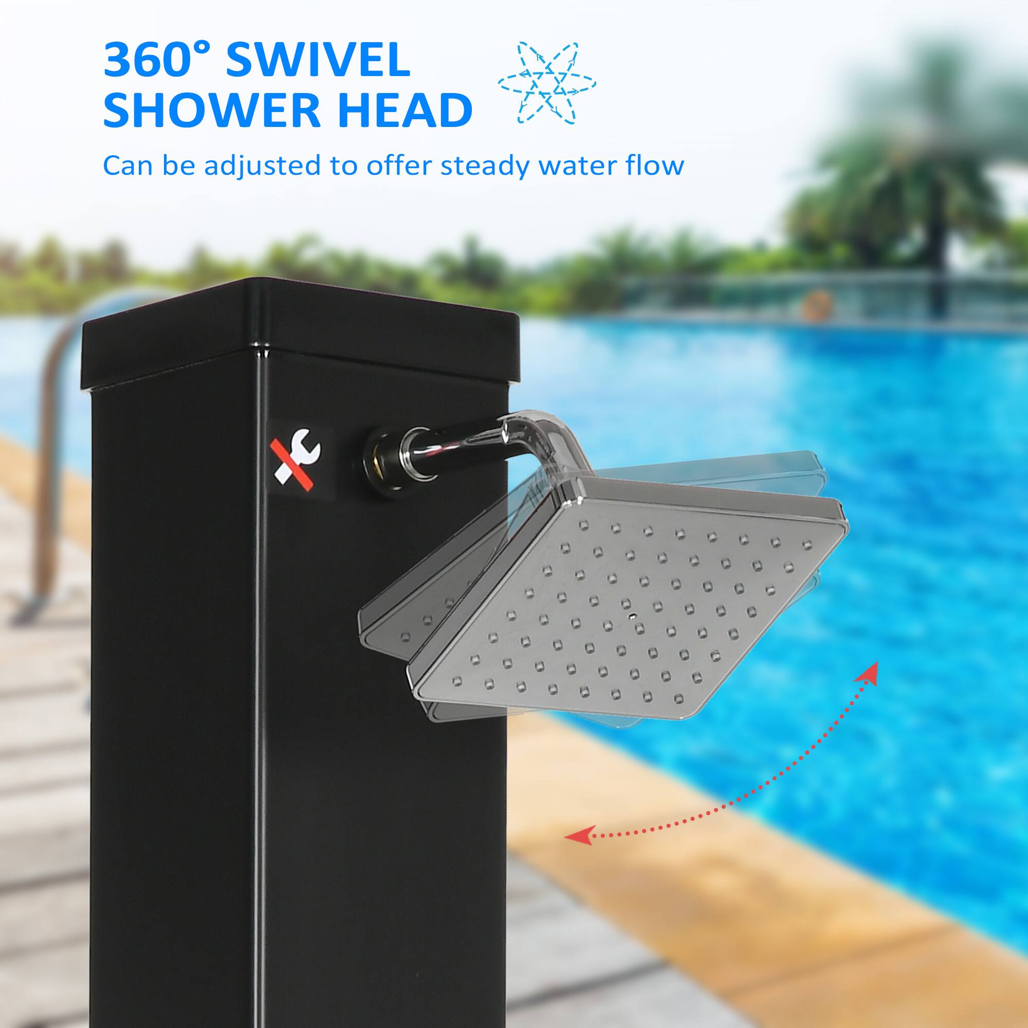360° SWIVEL SHOWER HEAD
Can be adjusted to offer steady water flow