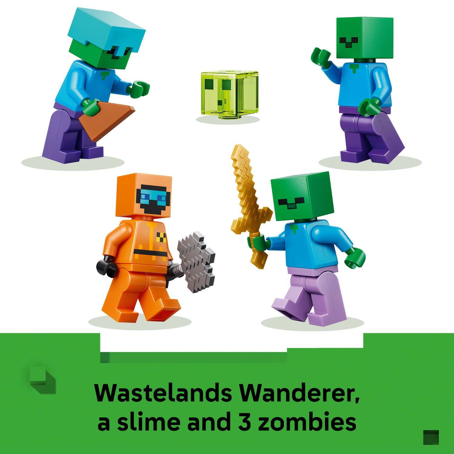 Wastelands Wanderer, a slime and 3 zombies