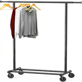 Hirose Alice - Simple Houseware Heavy Duty Clothing Garment Rack Holds Up to 42 to Rod Chrome - Black Heavy Duty