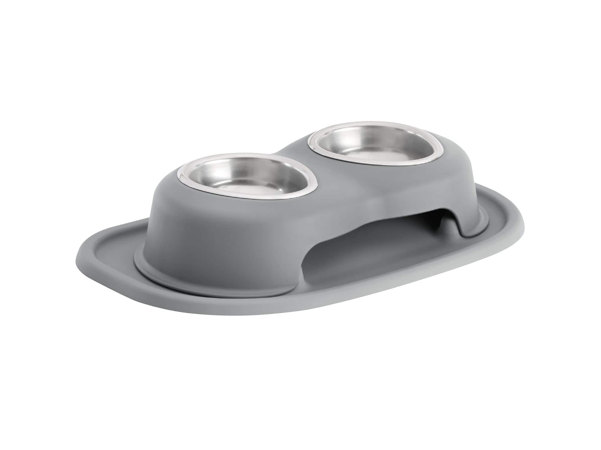 WeatherTech - Double High Pet Feeding System | Elevated Pet Bowls - 3 " High Dark Grey - 8oz (1 cup) Stainless Steel Bowls - Dark Gray