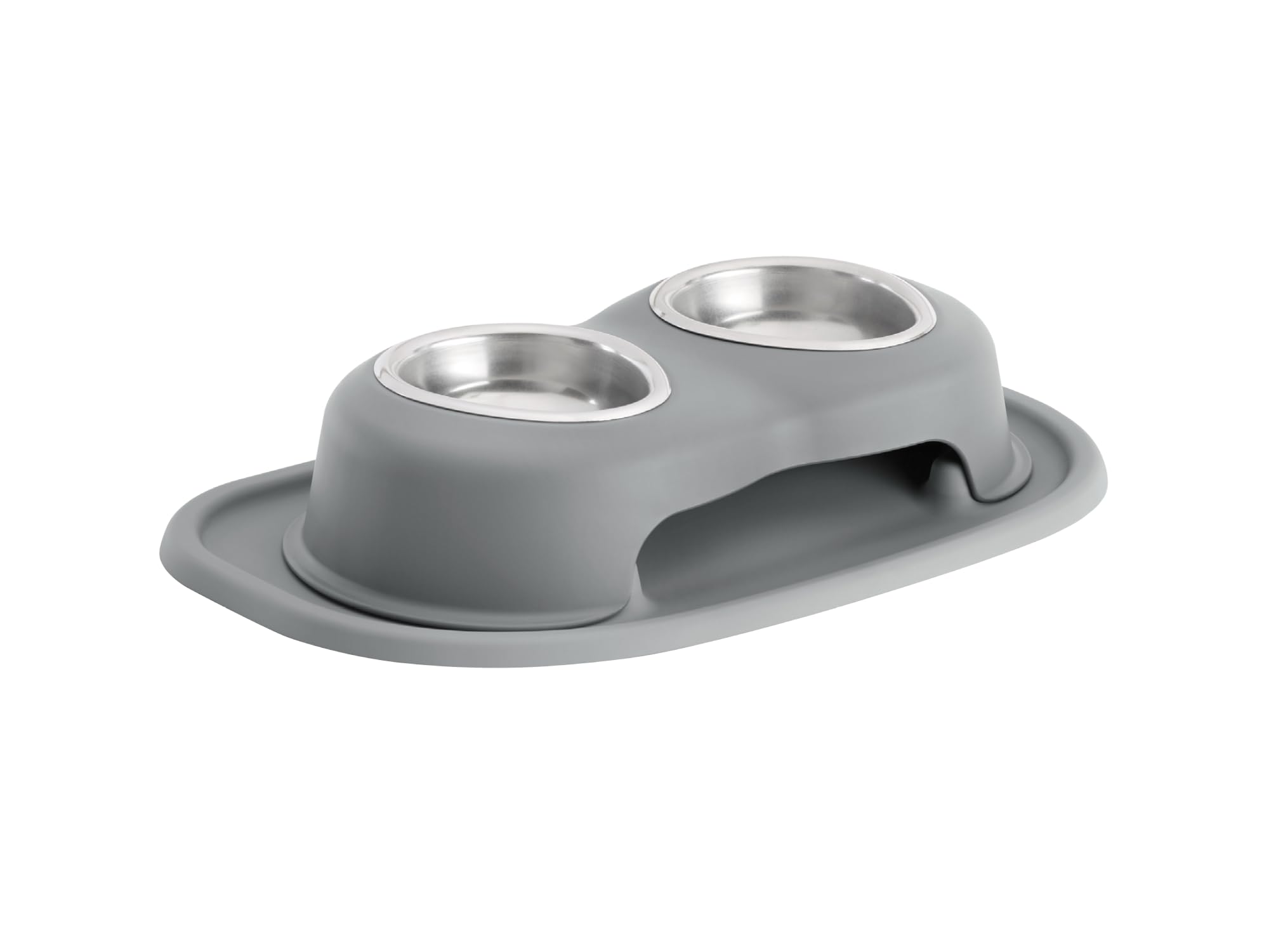 Front. WeatherTech - Double High Pet Feeding System | Elevated Pet Bowls - 3 " High Dark Grey - 8oz (1 cup) Stainless Steel Bowls - Dark Grey.