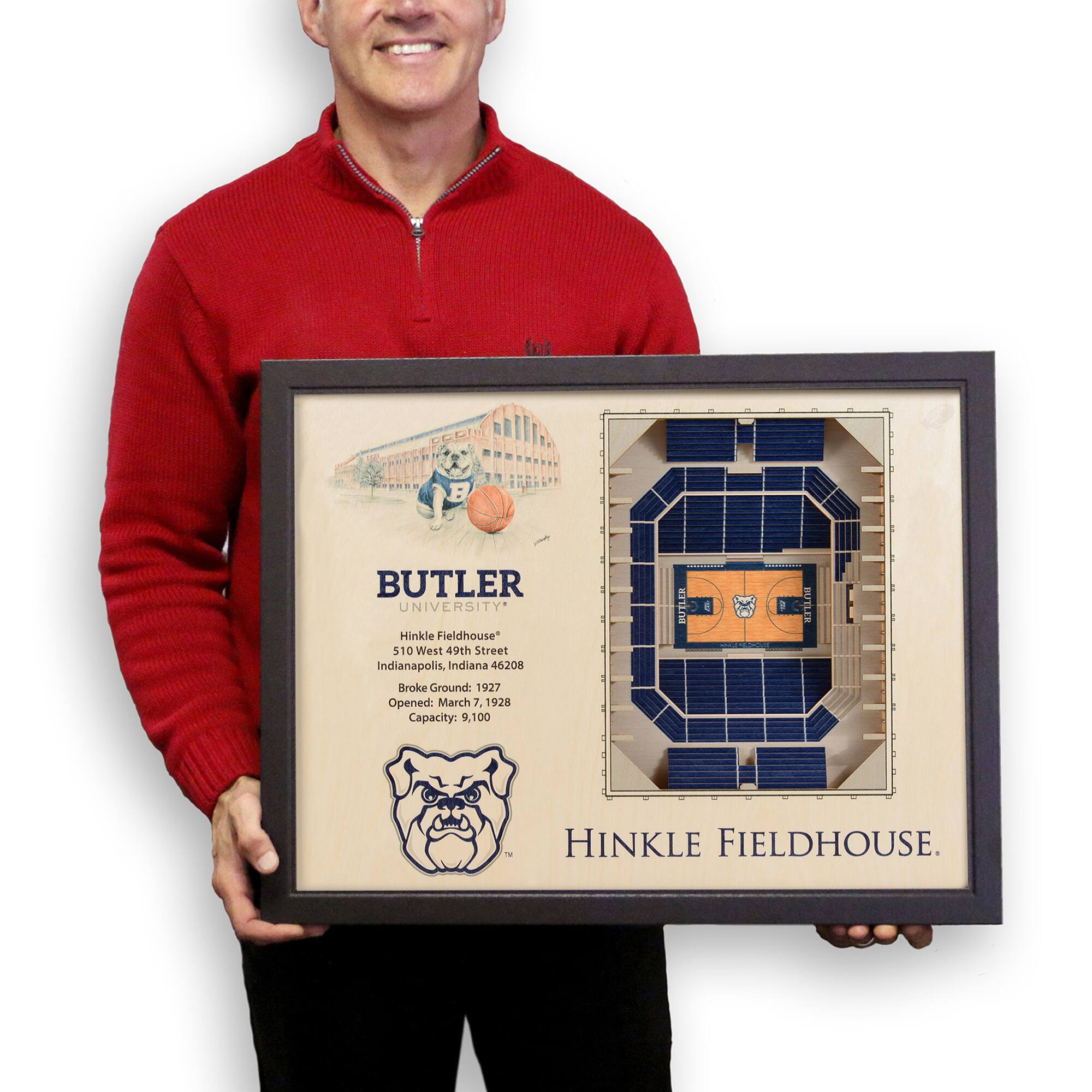 BUTLER UNIVERSITY  
Hinkle Fieldhouse  
510 West 49th Street  
Indianapolis, Indiana 46208  
Broke Ground: 1927  
Opened: March 7, 1928  
Capacity: 9,100  

HINKLE FIELDHOUSE