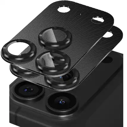 Front. Dteck - 2-Pack Camera Lens Protector for Apple iPhone 18 Pro, 9H Tempered Glass Aluminum Alloy Lens Film Anti-Scratch Cover - Black.