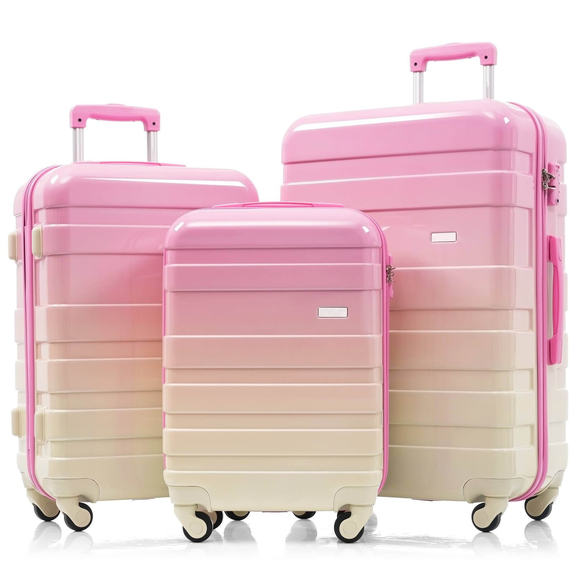 LOVMOR - 3-Piece ABS Hardshell Luggage Set 20/24/28" TSA Spinner - Pink