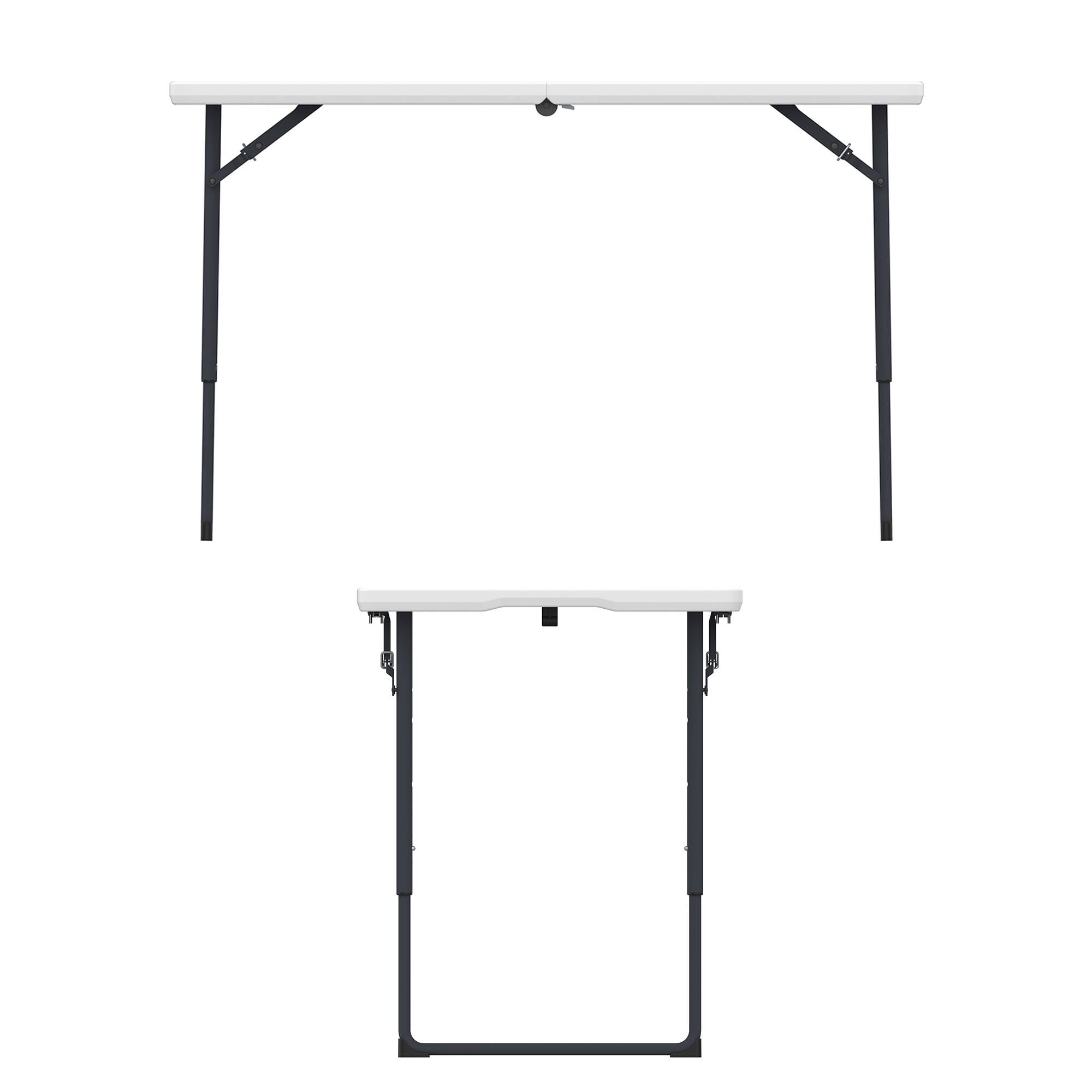 Alt View 2. Vipbear - Folding Table, Indoor Outdoor Foldable Plastic Folding Tables, Height Adjustable Portable Rectangular Utility Card Table - Black.