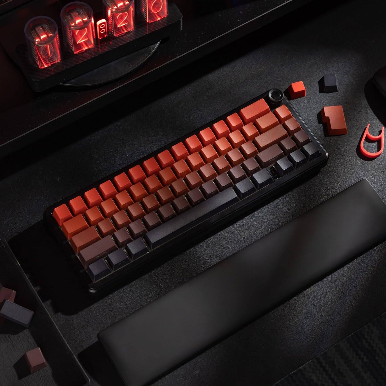 Alt View 1. Womier - PBT Keycaps Set , Side Printed OEM Profile Key Caps for 100%, 75%, 65%, 60% Gaming MX Switch Mechanical Keyboard - Red.