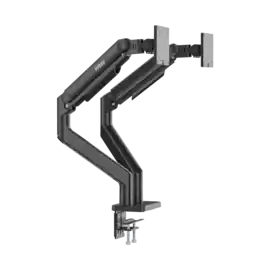 MSI - MT201D Dual Monitor Arm – Heavy Duty Adjustable Spring Desk Mount, VESA Compatible, 17–45in, 44 lbs, Clamp & Grommet - Matte Black