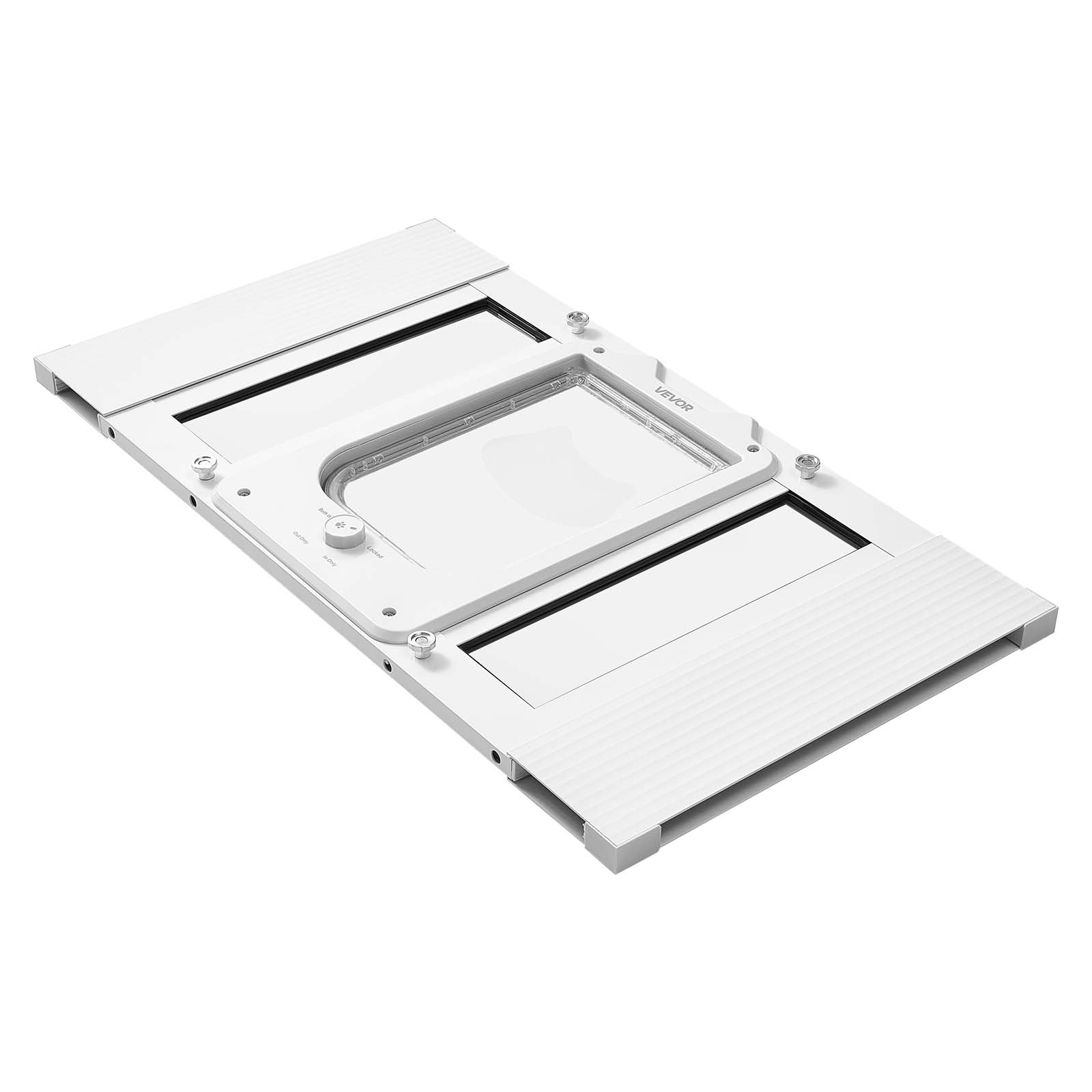 Alt View 5. VEVOR - Cat Door for Window, Adjustable to Fit Window Width 23"-28", 4 Secure Lock Modes, Aluminum Frame and High-Transparency.
