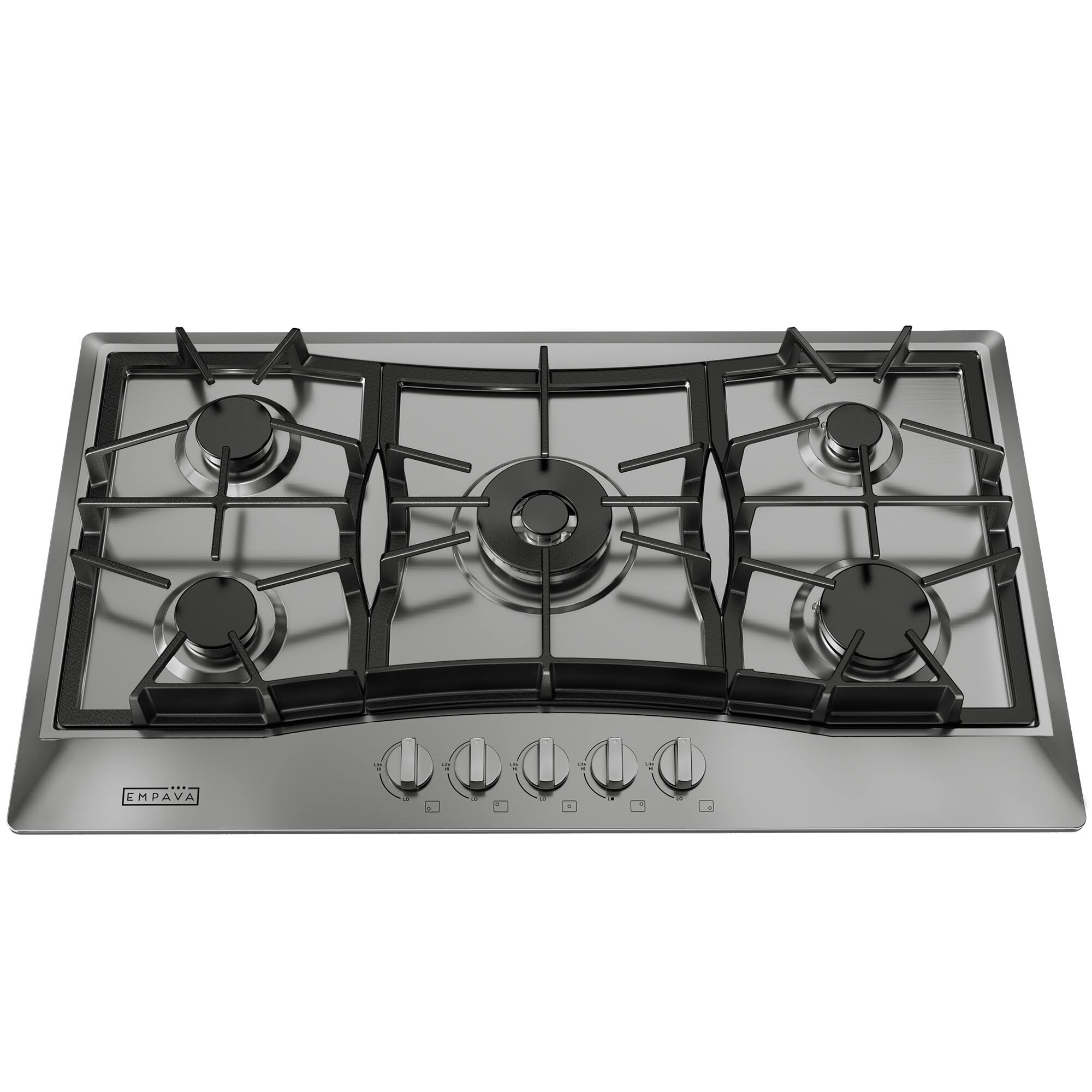Alt View 5. Empava - 36 in. 5 Burners Recessed Gas Cooktop - Stainless Steel.