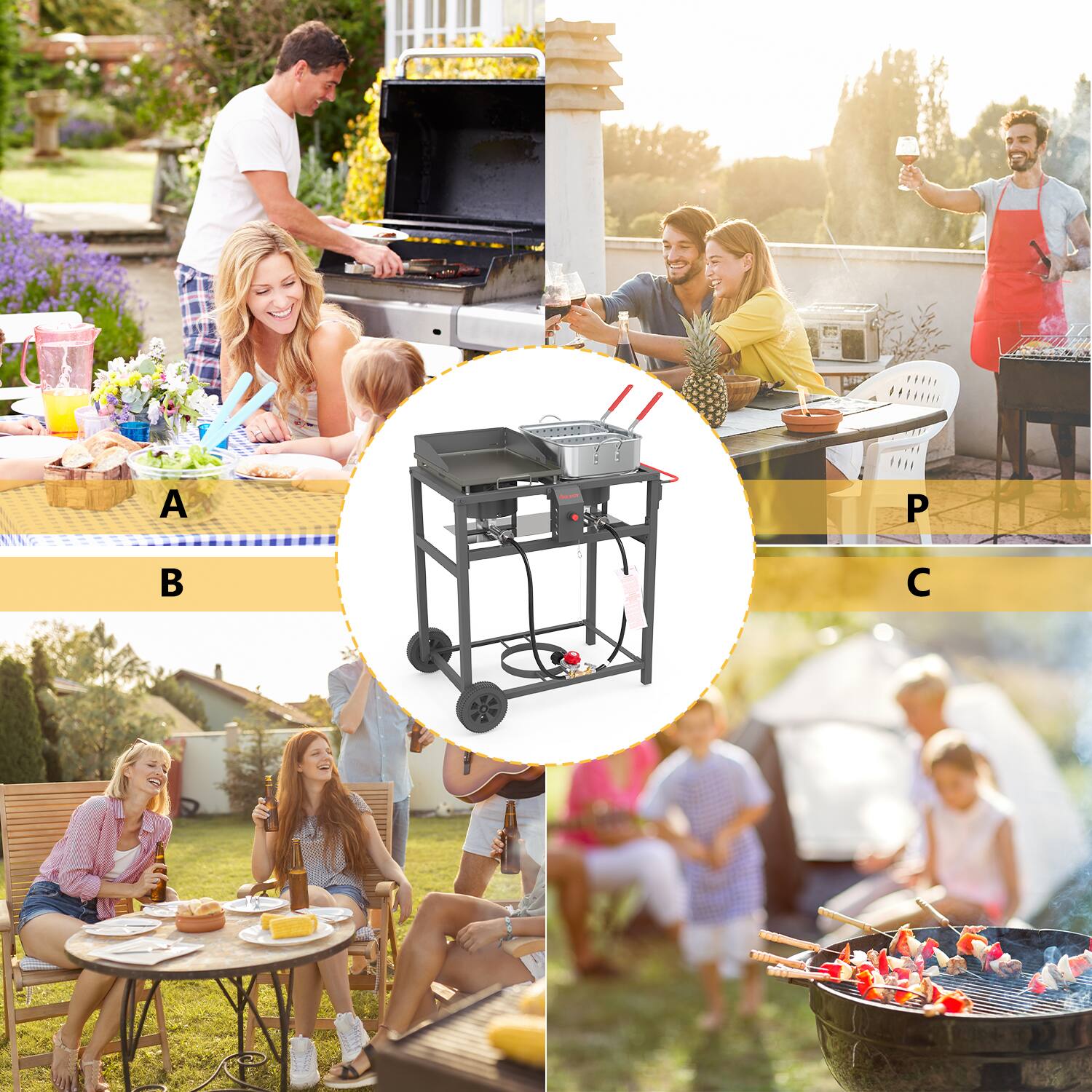 Alt View 3. Fire Riot - Double Deep fryer & Portable griddle Combo - Black.