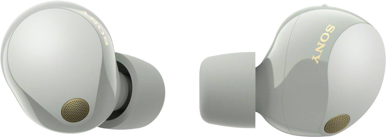 Angle. Sony - WF-1000XM5 True Wireless Noise Cancelling Earbuds - Silver.