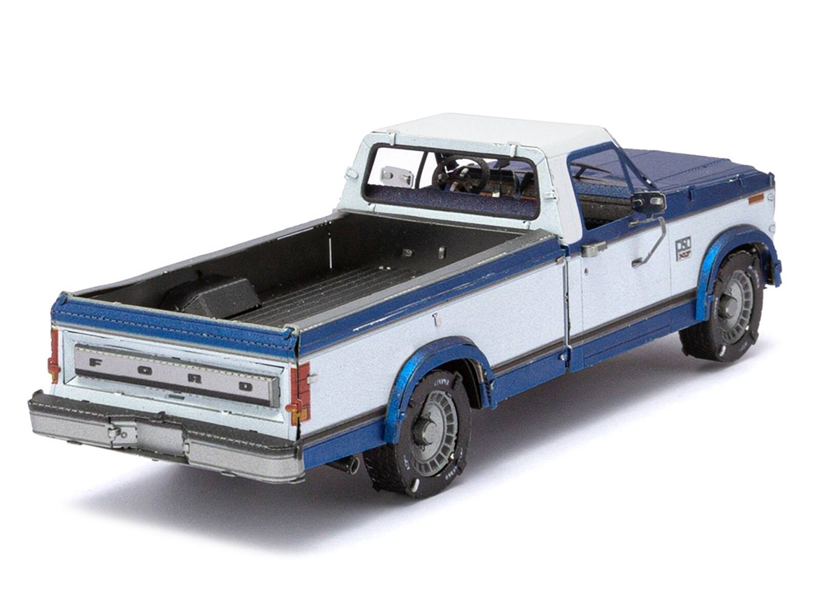 Left. Metal Earth - Model Kit 1982 Ford F-150 Pickup Truck Blue and White (Moderate Difficulty) Steel Model by Metal Earth - Blue and White.