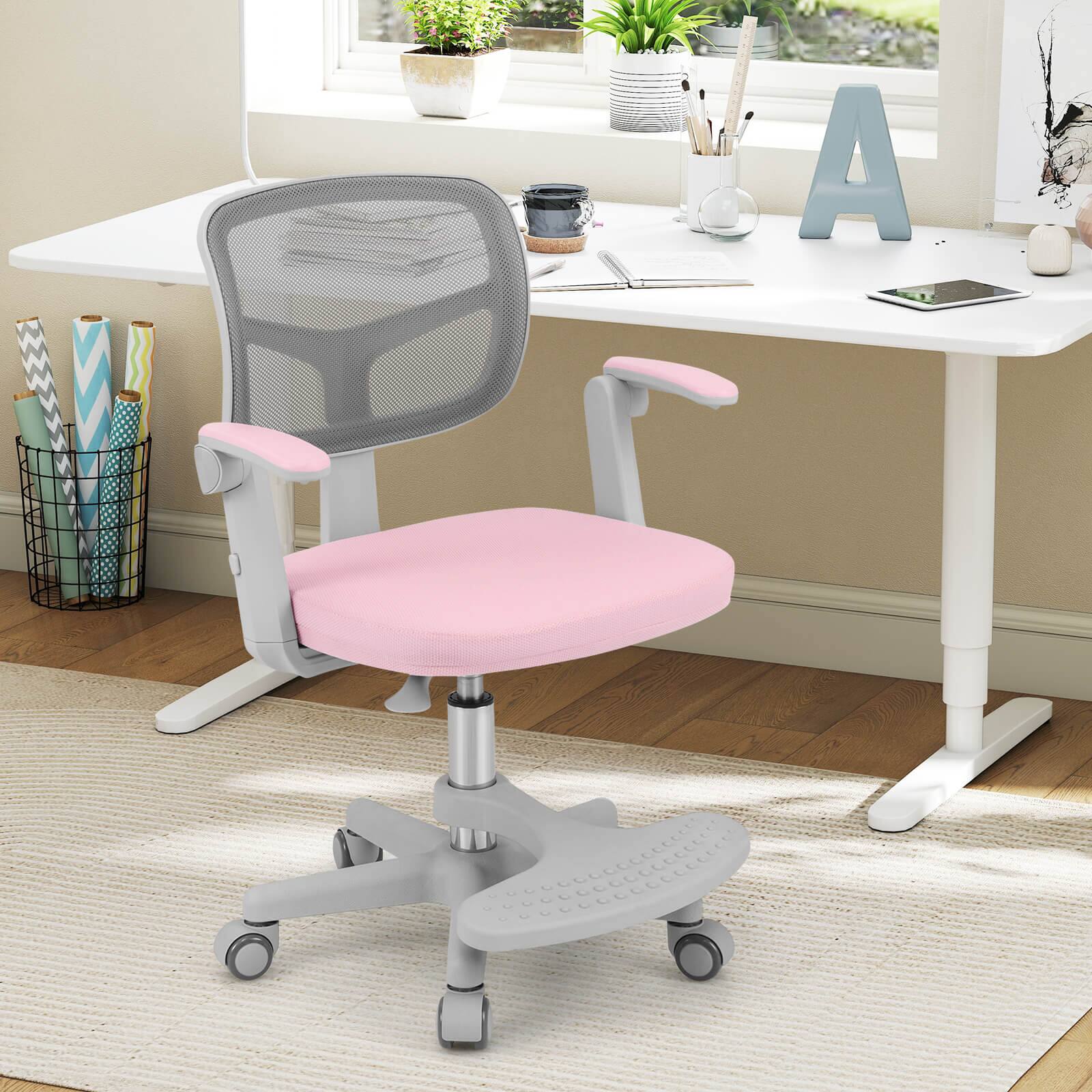 Alt View 5. Costway - Costway Kids Desk Chair Children Study Chair with Adjustable Height, Armrest & Footrest - Pink.