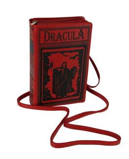 Things2Die4 - and Black Book of Dracula Vinyl Handbag Novelty Clutch Purse Crossbody Bag - Red