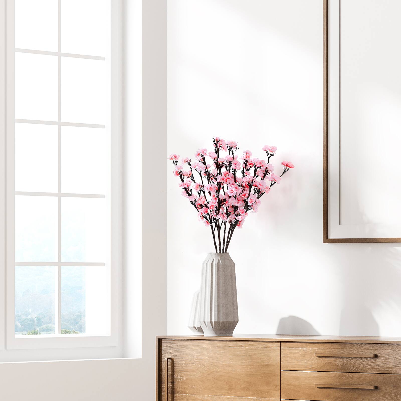 Alt View 4. Oumilen - 5 Pack Artificial Pink Plum Blossom Branch Lights, Battery Operated - Pink.