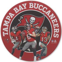 Open Road Brands - Tampa Bay Buccaneers Team Stars 11" Round Metal Sign - Multicolor