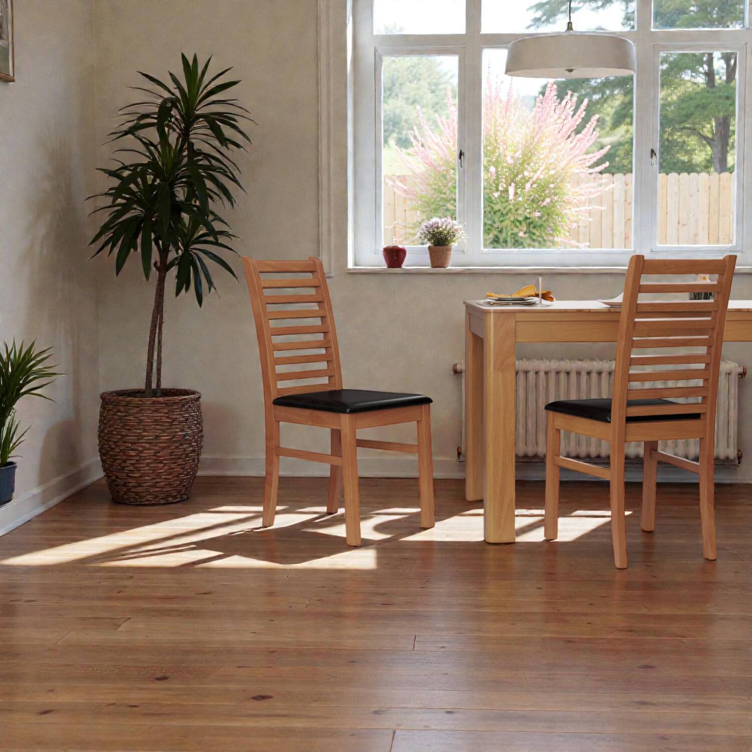 Front. Hivvago - Solid Wood Accent Dining Chairs Set of 2 with Robust Rubberwood Supports - Brown.