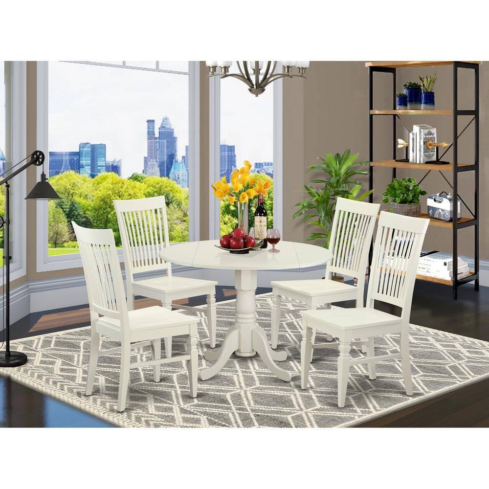 Back. East West Furniture - 5 PC Kitchen Table set for 4-Kitchen dinette Table and 4 Dining Chairs - Linen White.
