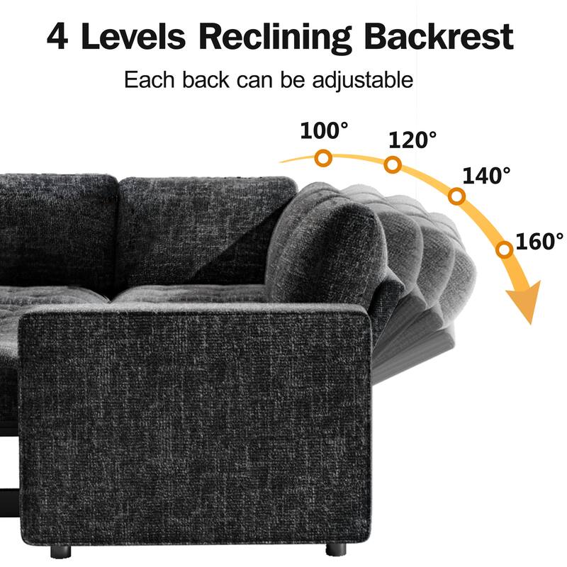 4 Levels Reclining Backrest  
Each back can be adjustable  
100° 120° 140° 160°