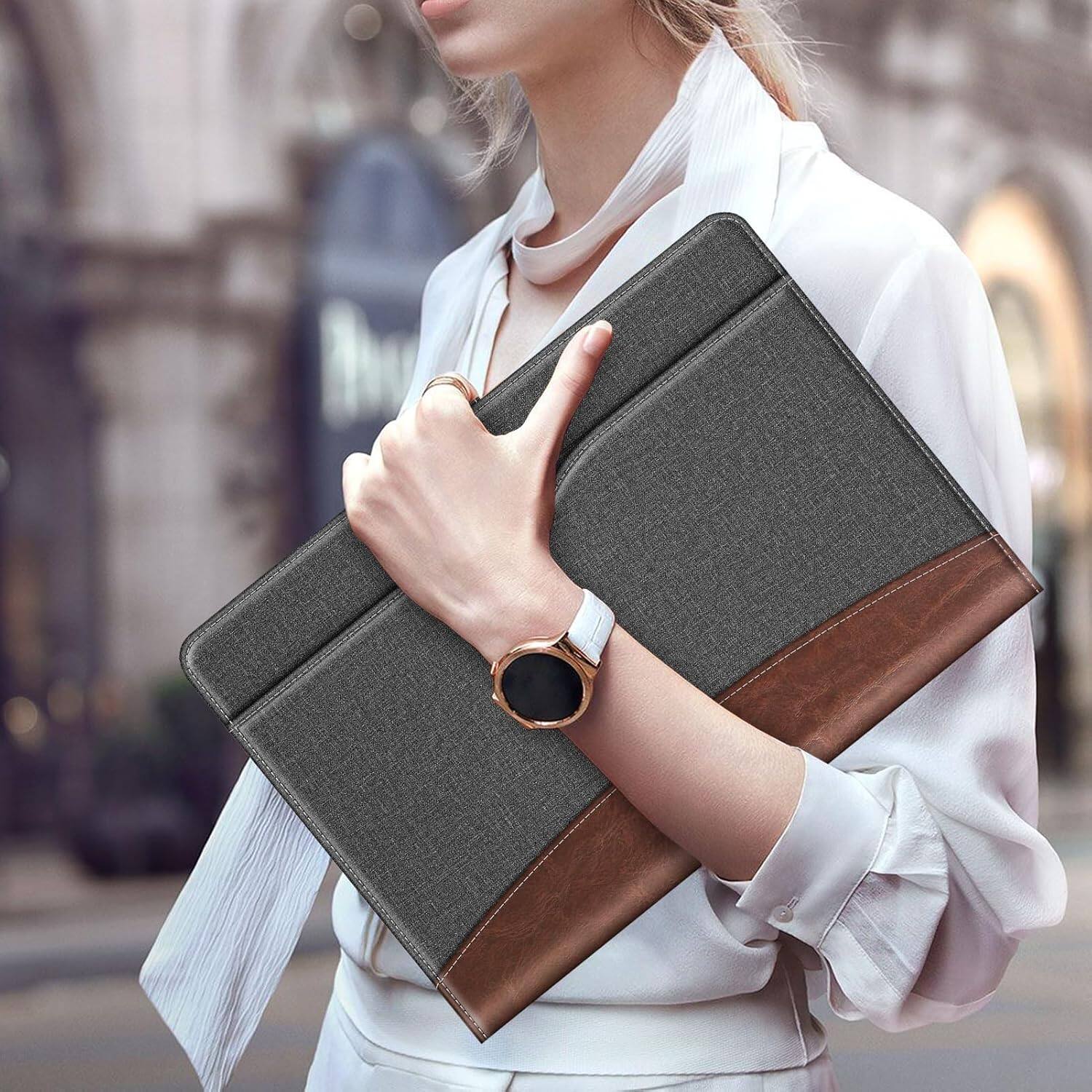 Alt View 2. Fintie - Sleeve Case for MacBook Air 13.6"/ Air 13.3", MacBook Pro 13" A3449 A3240 A3113 A2681 A2337 A2179 A1932 Folio Book Cover - Gray.