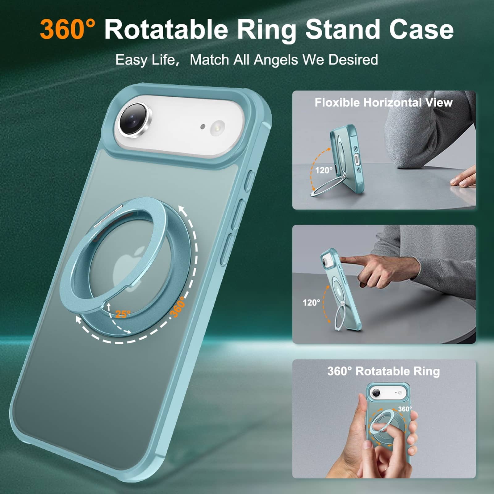 Dteck - Magnetic Phone Case for Apple iPhone Air, Slim Shockproof Hybrid Protective Cover with 360 Rotating Ring Stand - Blue price history on PriceWatchPro