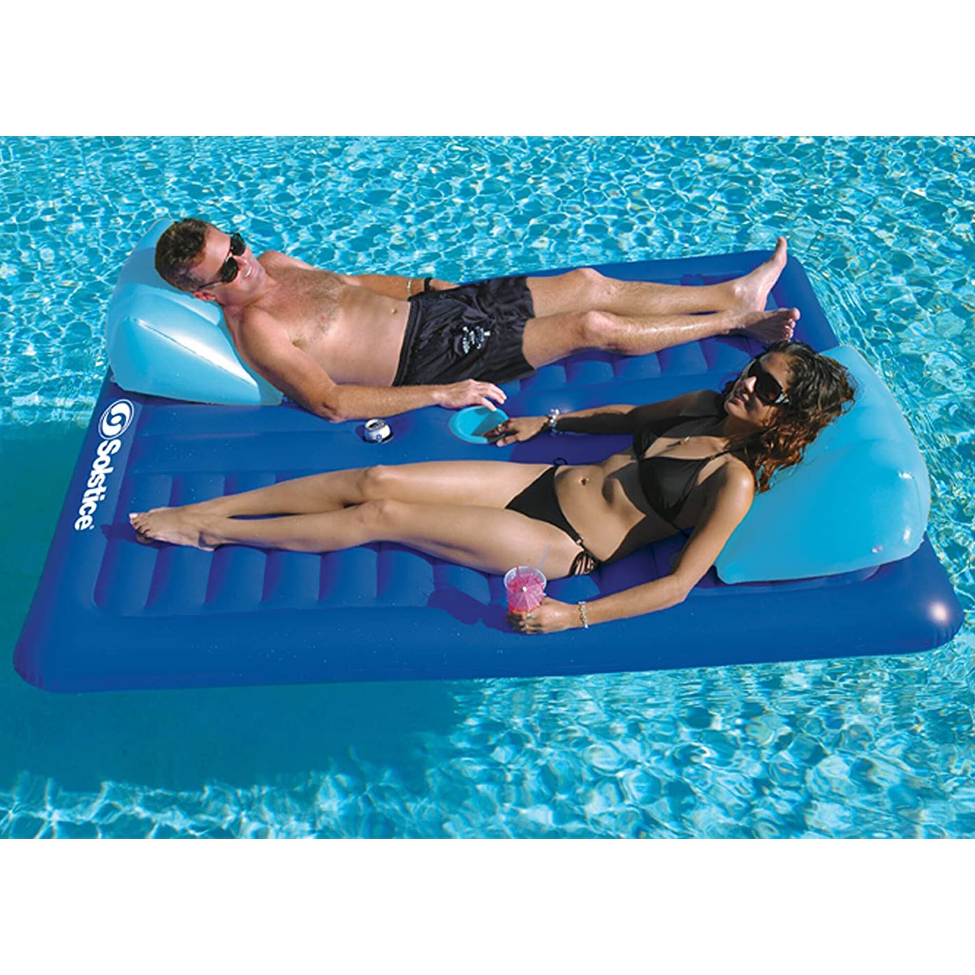Alt View 12. Swimline - Swimming Pool Inflatable 2 Person Air Mattress - Blue.