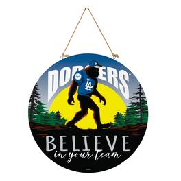 Evergreen Enterprises - Los Angeles Dodgers 18" Bigfoot "Believe in Yourself" Team Logo Wood Round Door Sign - Multicolor